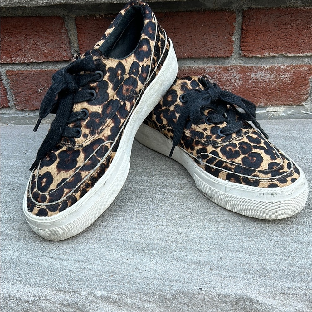All Saints Leopard Print Sneakers with Black Laces
